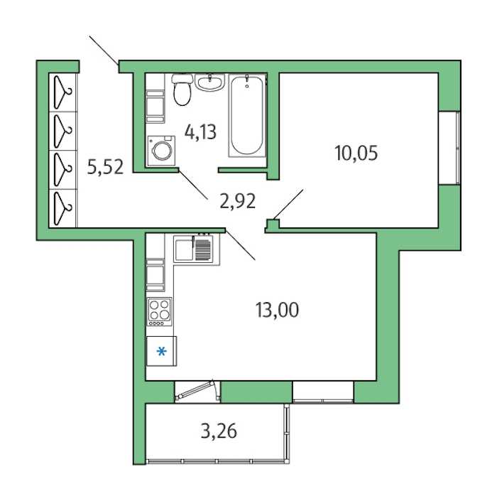 Однокомнатная квартира в ЛенСтройТрест: площадь 36.6 м2 , этаж: 1 – купить в Санкт-Петербурге